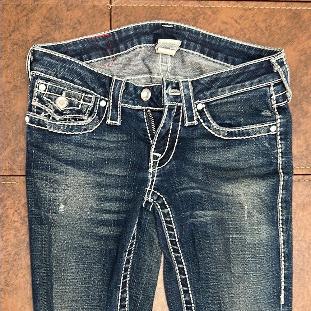 True Religion Women's Dark Blue Flare Jeans - 29.5” inseam